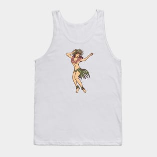 Retro Hawaiian Hula Girl Dancer Tank Top